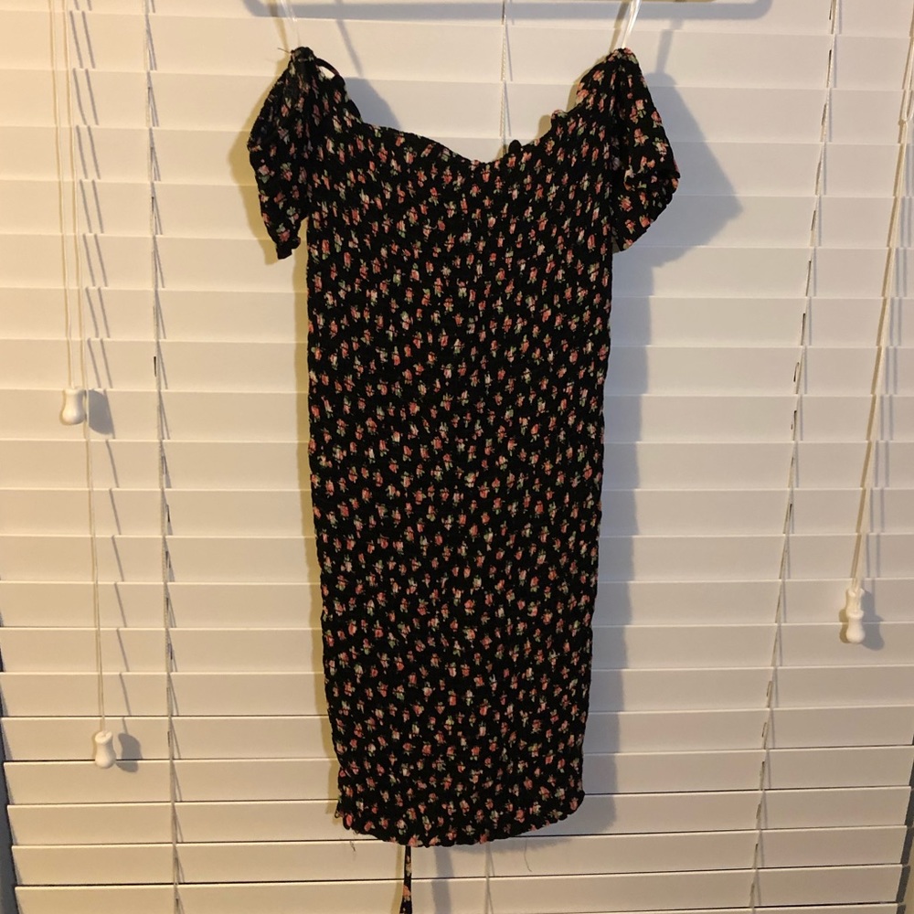 Black floral mini dress